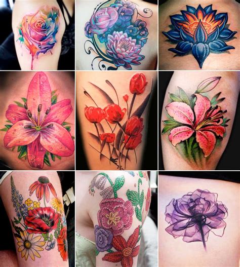 tatuaggi fiori piccoli colorati|TATUAGGI FIORI 